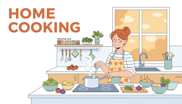 Cheerful young woman preparing a delicious and healthy homemade meal in her beautiful, organized kitchen.