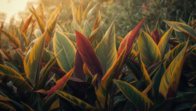 Tropical plants flaunting striking two color foliage