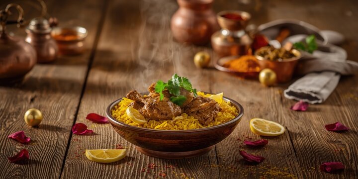 Holiday special chicken biryani with layered spices for festive meals