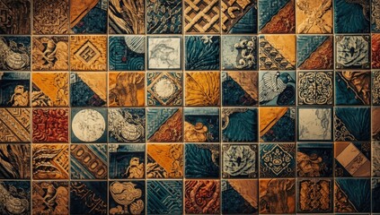 Fototapeta premium Colorful decorative tile pattern on a wall