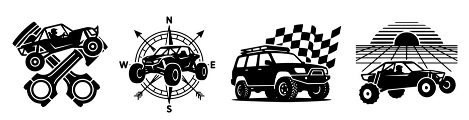 Minimalist Offroad Buggy Silhouette Vector - 4x4 Dune Buggy Mud Racing SVG Asset Bundle © Green Graphics