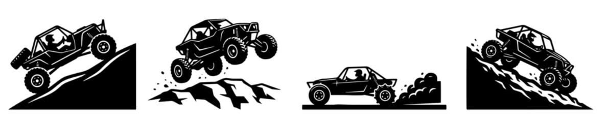 Minimalist Offroad Buggy Silhouette Vector - 4x4 Dune Buggy Mud Racing SVG Asset Bundle © Green Graphics