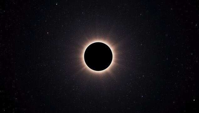 Total solar eclipse against a starry night sky