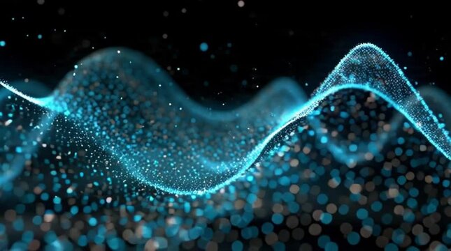 Abstract blue particle wave motion gif background