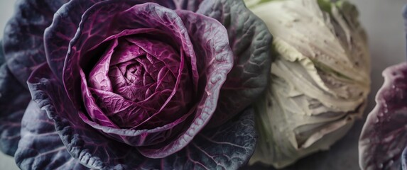 Obraz premium How red cabbage texture and hue transform with soil pH changes