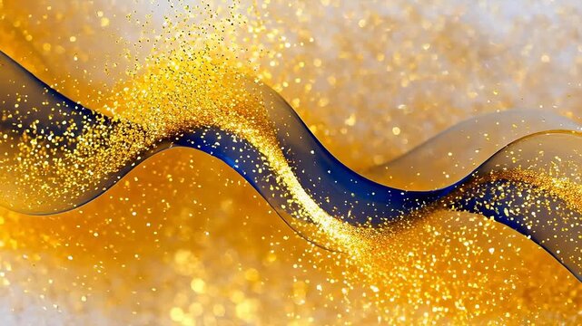 Blue and gold wavy sparkles