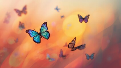 Naklejka premium Visual mental health message with butterflies against a colorful backdrop