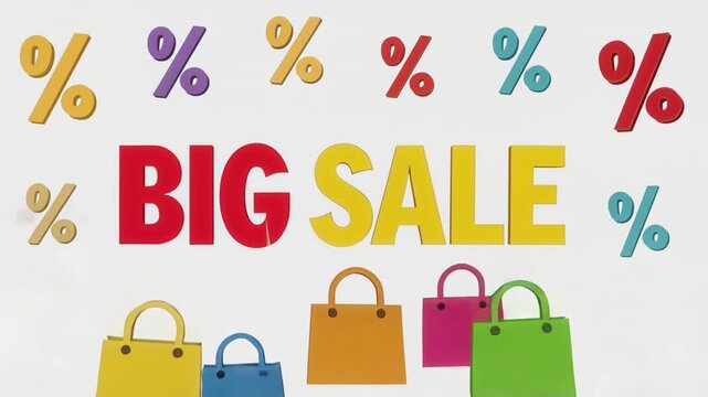 colorful shopping bags with percent sign