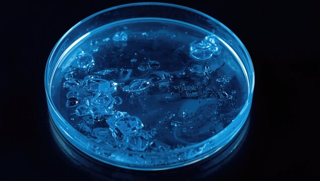 Petri dish filled with cobalt chloride solution illustrating chemical behavior