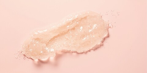 Fototapeta premium Clear gel texture with water droplets on pink background