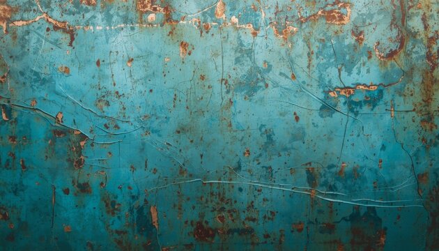 There is a rusted metal surface with blue paint on it