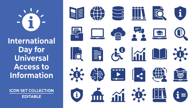 International day for universal access to information icon collection