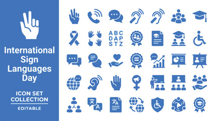Accessibility and communication icons for sign language awareness © Iconesia Studio