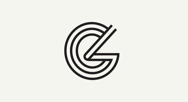 Minimalist abstract logo design featuring a circular line art monogram letter G.