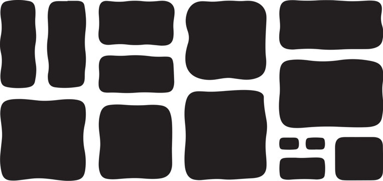 Collection of various black rounded square and rectangular frame shapes on transparency.