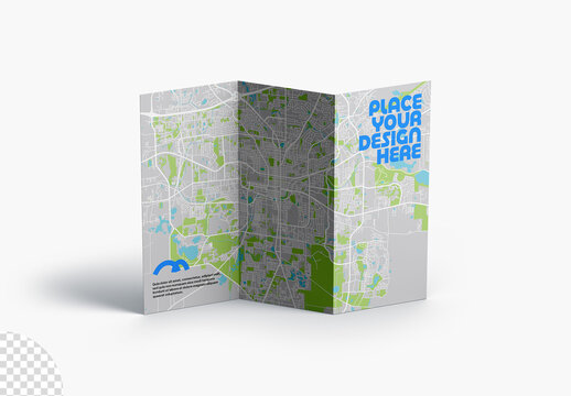 Trifold Leaflet Paper Flyer Brochure Mockup Isolated
