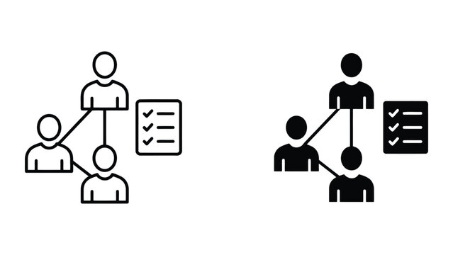 Team task assignment and checklist icon with checklist management teamwork