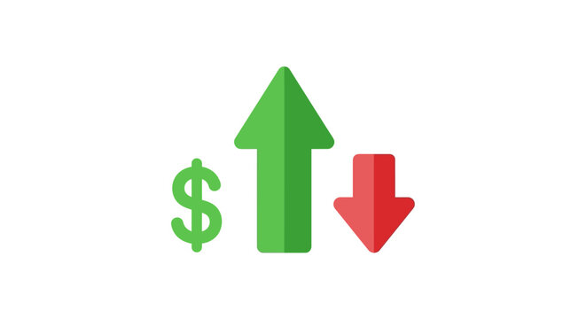 Dollar Sign with Up and Down Arrows: Finance, Economy, Stock Market Growth and Decline