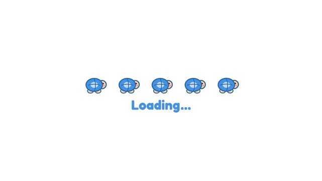 Cute turtle loading animation with bouncing icons on white and green screen background