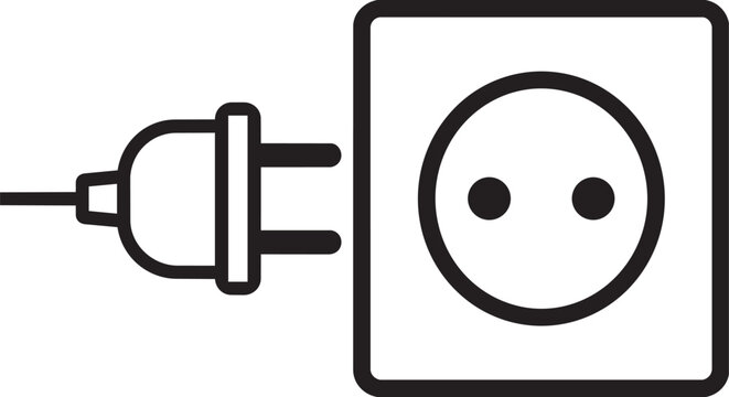 Electrical plug connecting to a wall socket with clean white background