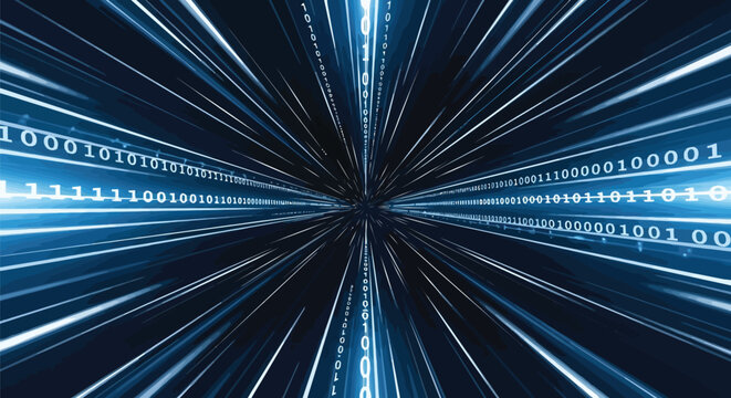 Futuristic, blue, binary code, tunnel effect, data stream, technology background