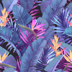 Tropical pattern. Paradise plants and flowers. Hawaiian pattern. Exotic, tropical. Delicate soft colors. © Alaska_artworks