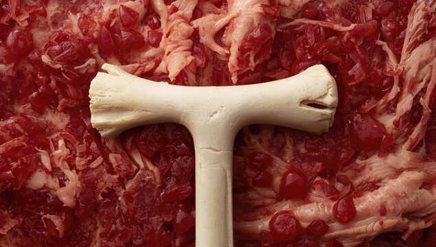 Raw ground meat with a meat tenderizer tool on top