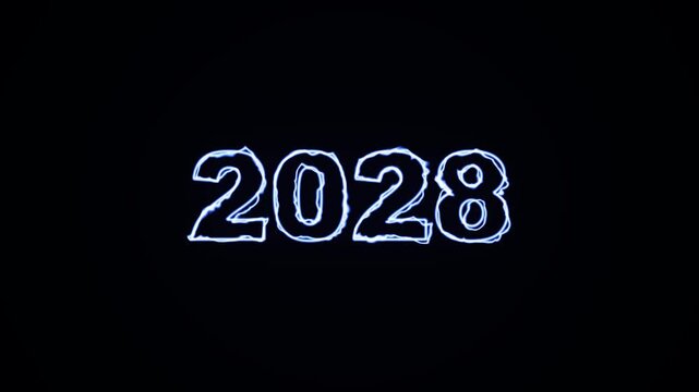 Electric blue year 2028 text