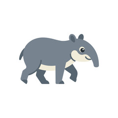 Obraz premium Cute tapir animal side view walking character flat vector illustration for kids.