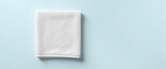 Obraz premium White towel folded on a light blue background