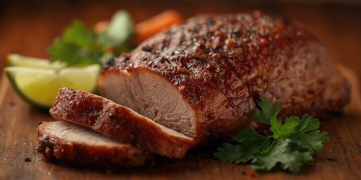 Savory Puerto Rican style pork pernil with a flavorful crust