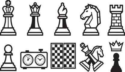 Fototapeta premium Tactical Business Strategy Chess Pieces and Board Graphic Elements