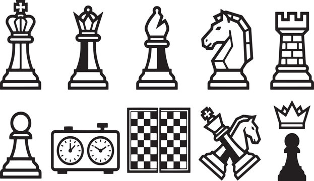 Tactical Business Strategy Chess Pieces and Board Graphic Elements