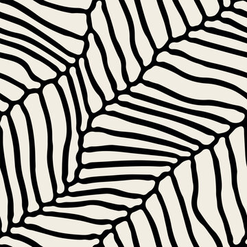 Vector seamless pattern. Abstract striped texture with bold monochrome waves. Creative background with hand drawn blots. Decorative design with diagonal smooth spots.