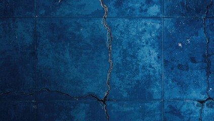 Fototapeta premium Cracked blue tile surface background