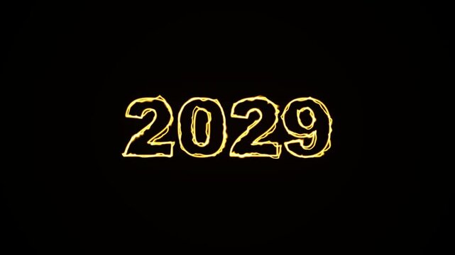 Glowing yellow 2029 number design
