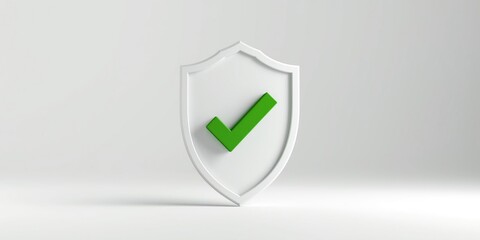 Fototapeta premium Green check mark inside a white shield emblem
