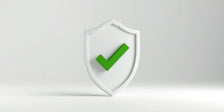 Green check mark inside a white shield emblem