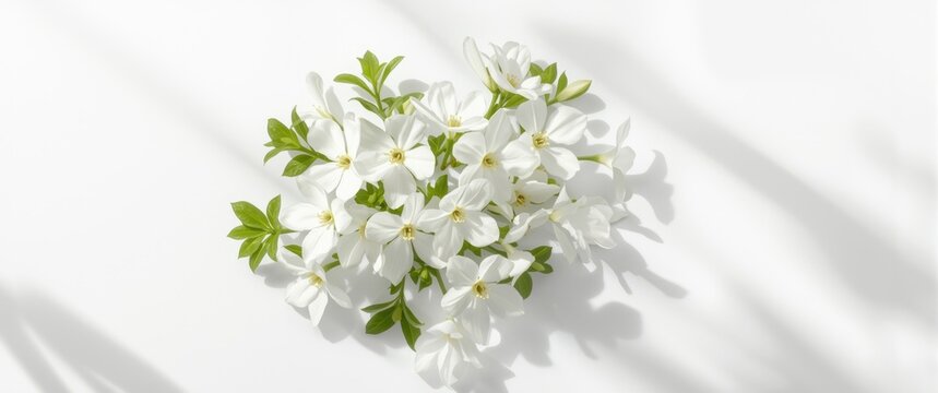 Natural white lavatera flowers captured against a crisp white studio backdrop