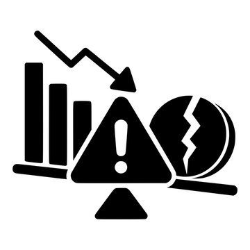 Financial Risk Warning with Declining Chart and Broken Coin Silhouette for Market Danger