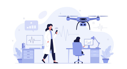 Fototapeta premium Scientists Researching Drone Technology and Data Analysis in Modern Laboratory