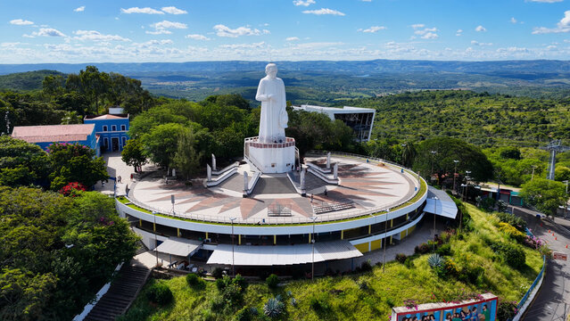 Cicero Priest In Juazeiro Do Norte In Ceara Brazil. Catholic Shrine. Padre Cicero Statue Landscape. Cicero Priest In Juazeiro Do Norte In Ceara Brazil. Colina Do Horto Araripe Forest. 