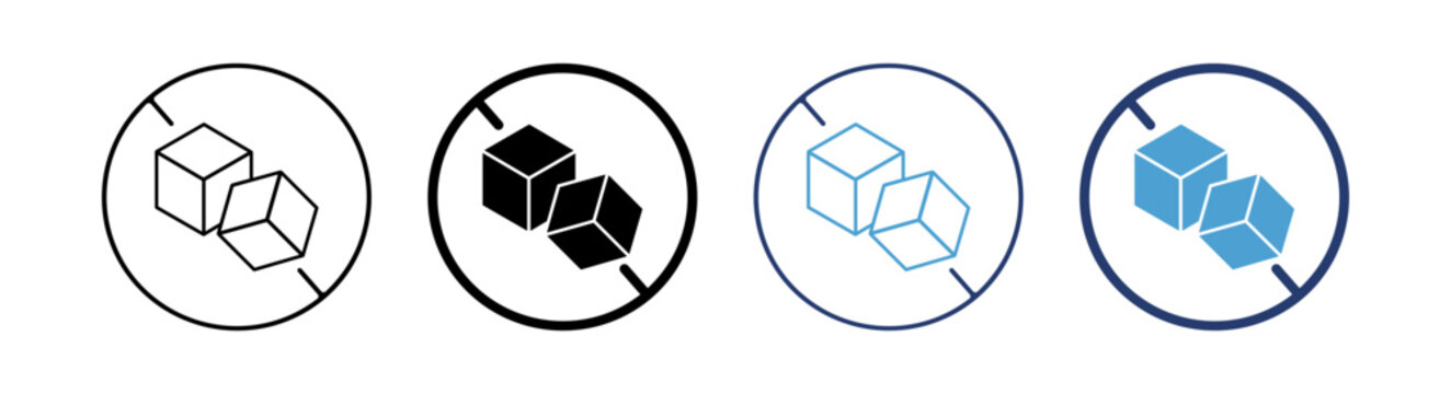 Sugar free cube labels set with no sugar icons for healthy food and product packaging