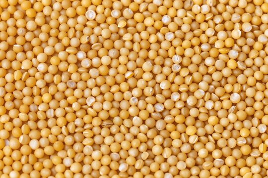 A close up of a pile of yellow peas