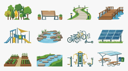 Obraz premium Outdoor recreational park elements collection.