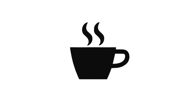 Close up of dark coffee cup steaming hot beverage served in black mug on white background for cafe and breakfast scenes