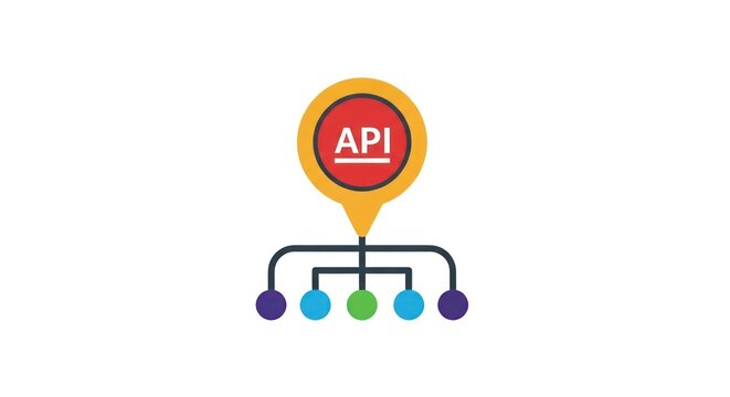 API connection flowchart diagram icon.