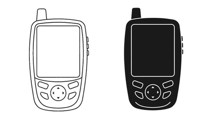 Two stylized icons of a mobile device: one is a black silhouette, the other is a clean outline. © Md