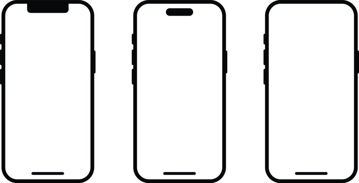 Smartphone frame mockup set, modern mobile screen template