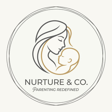 Nurturing mother and baby logo design.